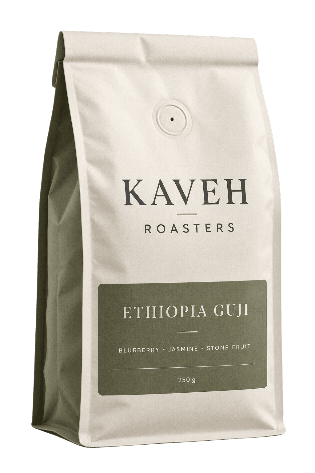 Ethiopia Guji coffee bag by Kaveh Roasters